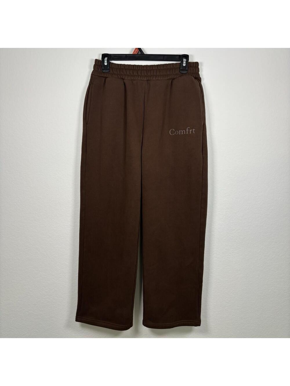 Comfrt Wide Leg Sweatpants Chocolate Brown Mocha Mousse Size Medium Cozy Comfy